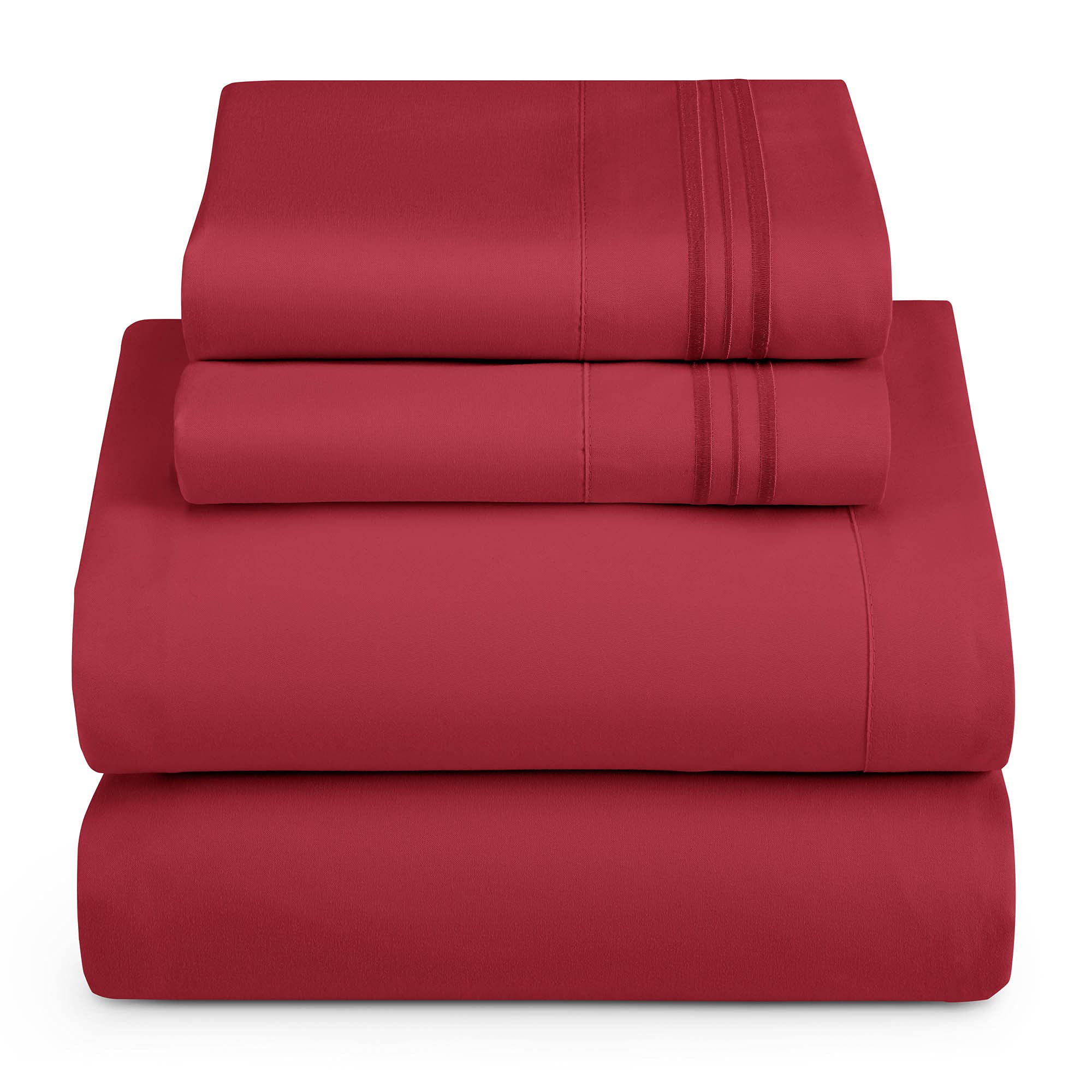 Hearth & Harbor RV Short Queen Size Sheets - 4 Piece Bed Sheet Set, Hotel Luxury Double Brushed Bed Sheets - Extra Soft Bedding Sheets & Pillowcases, Short Queen, Burgundy Image Hearth & Harbor RV Short Queen Size Sheets - 4 Piece Bed Sheet Set, Hotel Luxury Double Brushed Bed Sheets - Extra Soft Bedding Sheets & Pillowcases, Short Queen, Burgundy Image