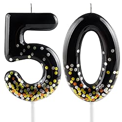 Hongplus Black Gold Confetti Number 50 Birthday