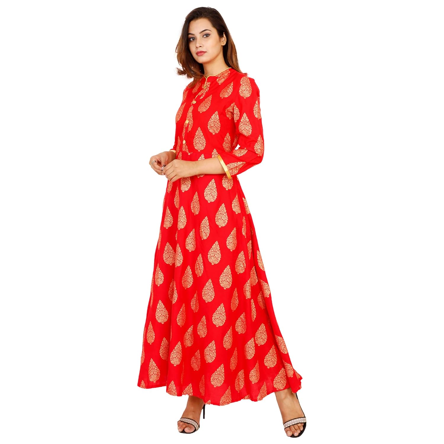 saan rayon material designer red gold gwon for women