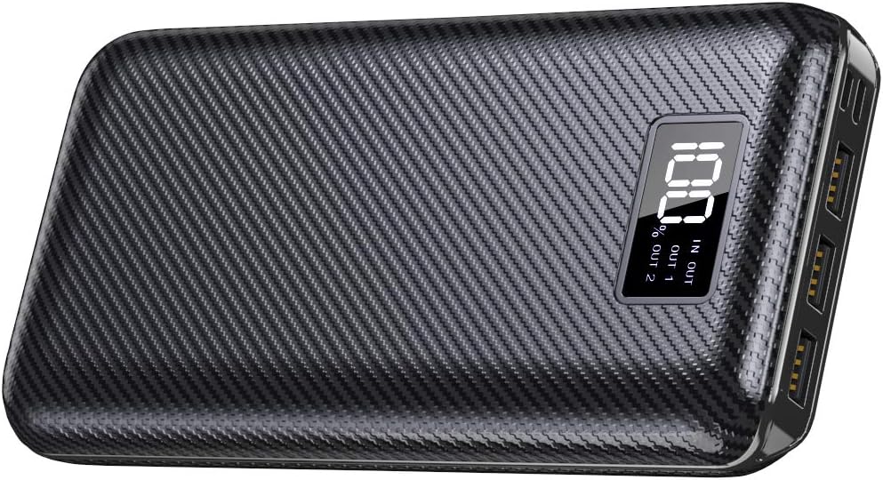 Gnceei Power Bank Battery Pack with Digital Display LCD Screen High Capacity, 3 USB Output & Dual Input, Portable Charger for All the phone and More (Standard (Black))