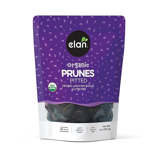 ELAN ORGANIC PITTED PRUNES, 7.9 OZ, NATURAL DRIED...