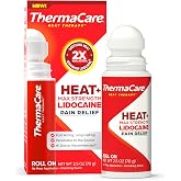 ThermaCare Heat+Max Strength 4% Lidocaine Roll-On, Dual Action Pain Relief | Back, Neck, Muscles &amp; Joints, Warming Topical Analgesic, No-Mess for Daily Comfort