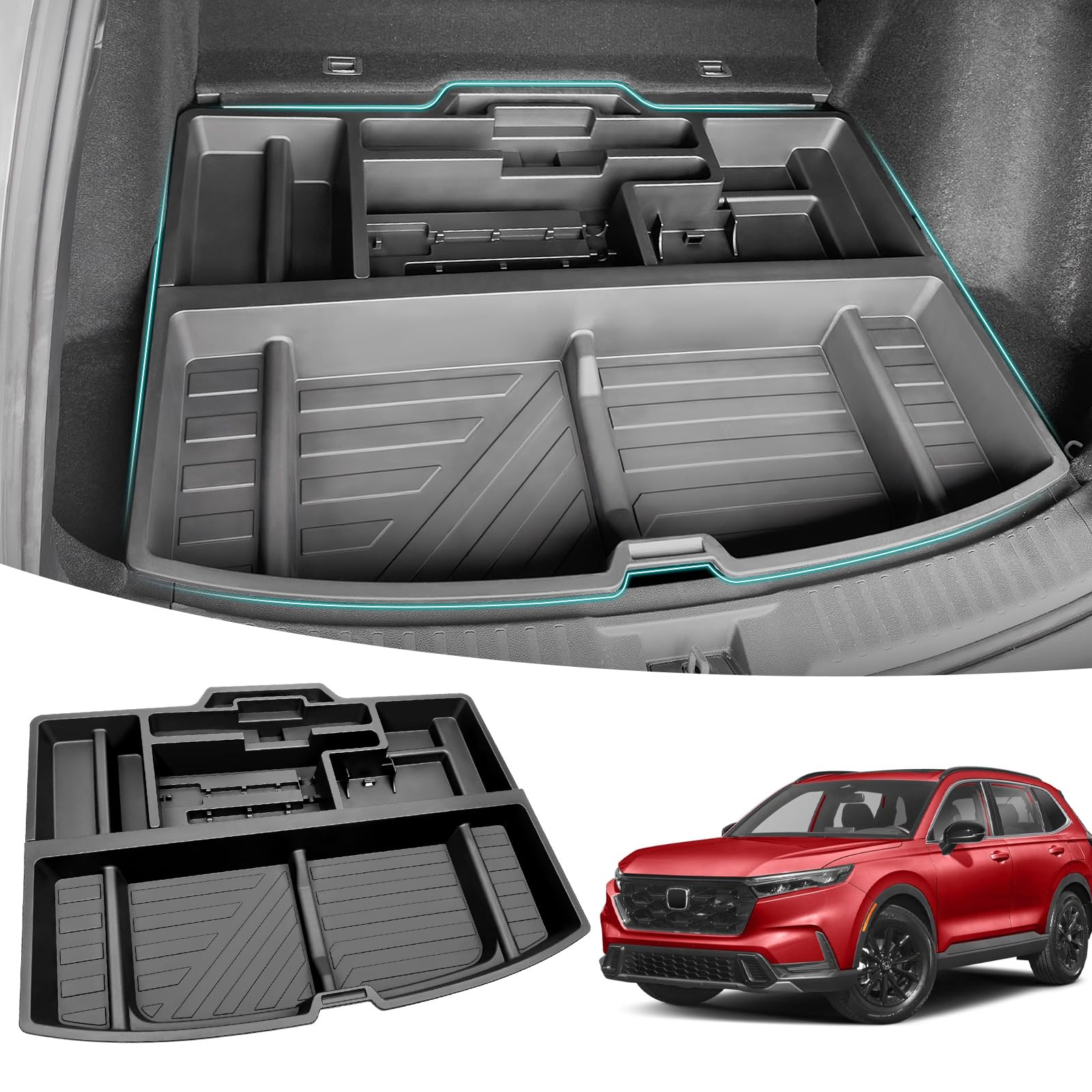 Photo 1 of OUSUWO Hidden Trunk Organizer Compatible with 2023 2024 2025 Honda CR-V EX EX-L LX, Touring, Turbo, Anti-Theft Car Storage Solution for CRV, Under Cargo Floor Spare Tire Privacy Storage Box