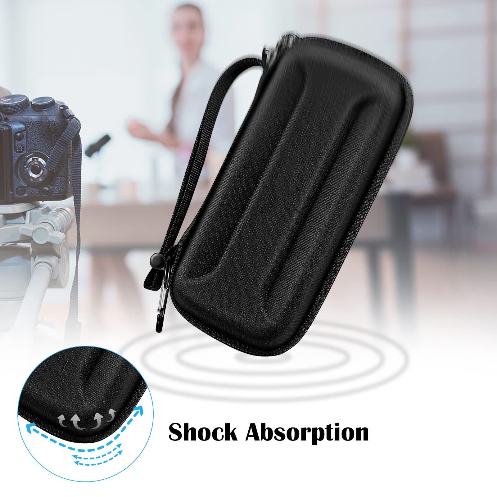 SITHON Hard Shell Travel Case for RODE Microphone Wireless Go 2 / II Dual Channel Compact Digital Wireless Microphone System, Portable Storage Carrying Case with Hand Strap, Carabiner (Case Only)