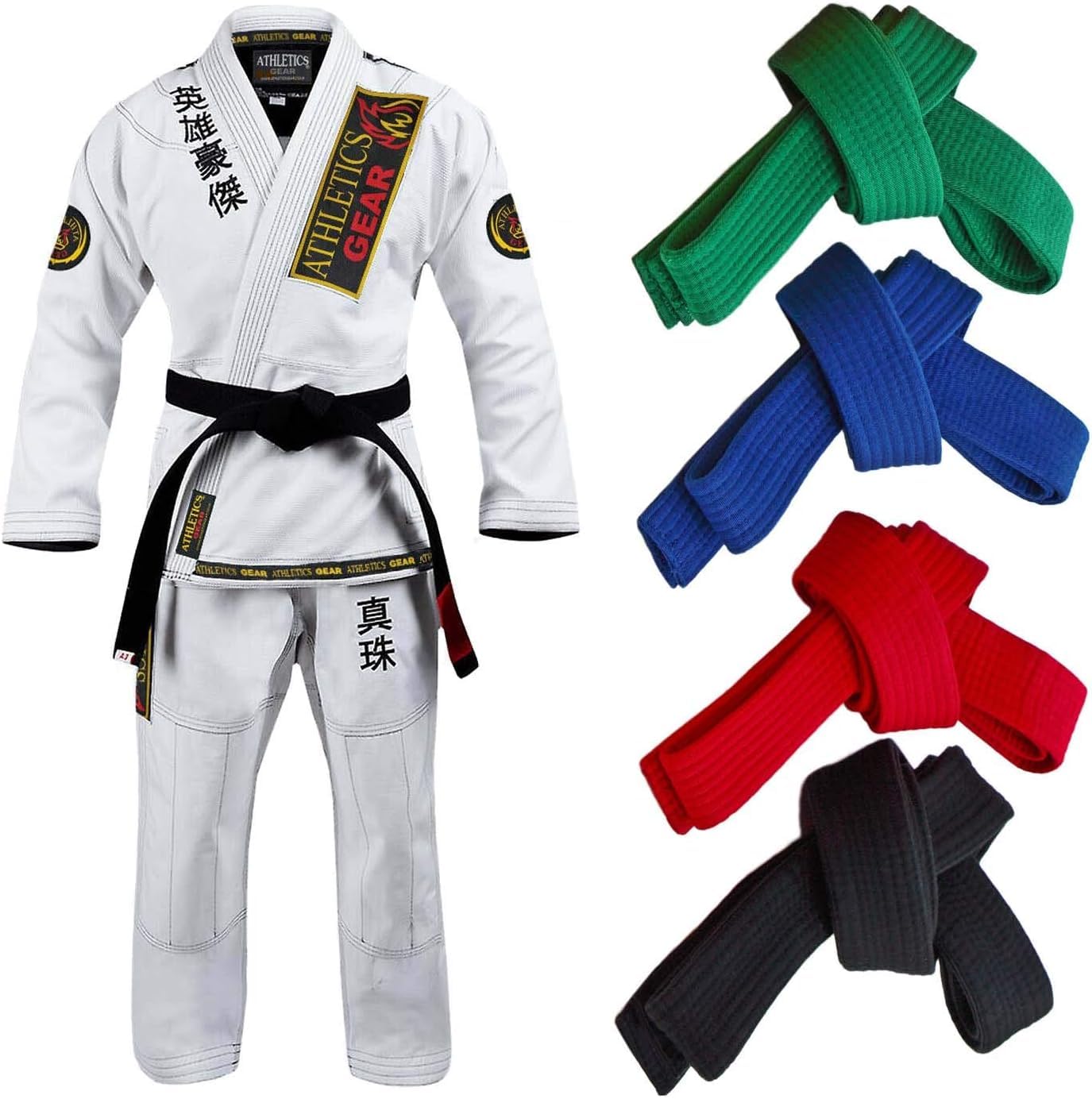 Athletics Gear AG Martial Arts Karate Belt, 100% Cotton with Multiple Stitching Belts for BJJ, Judo, Taekwondo and Karate (Yellow, 220cm)