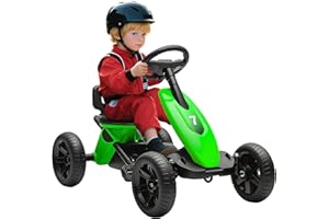 Qaba Pedal Go Kart for Kids, Ride on Toys for Boys Girls with 4 Silent EVA Wheels, Children Outdoor Racer Pedal Car for 2-5 Y