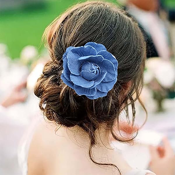 Amazon.com: Denim Flower Brooch and Blue Jeans Hair Pins BW21 (Set