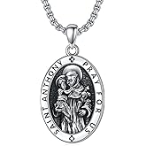 WINNICACA 925 Sterling Silver Patron Saint Amulet Necklace for Men Women Protection Medal Jewelry Birthday Valentine's Day Gifts for Men Husband(with Gift Box)
