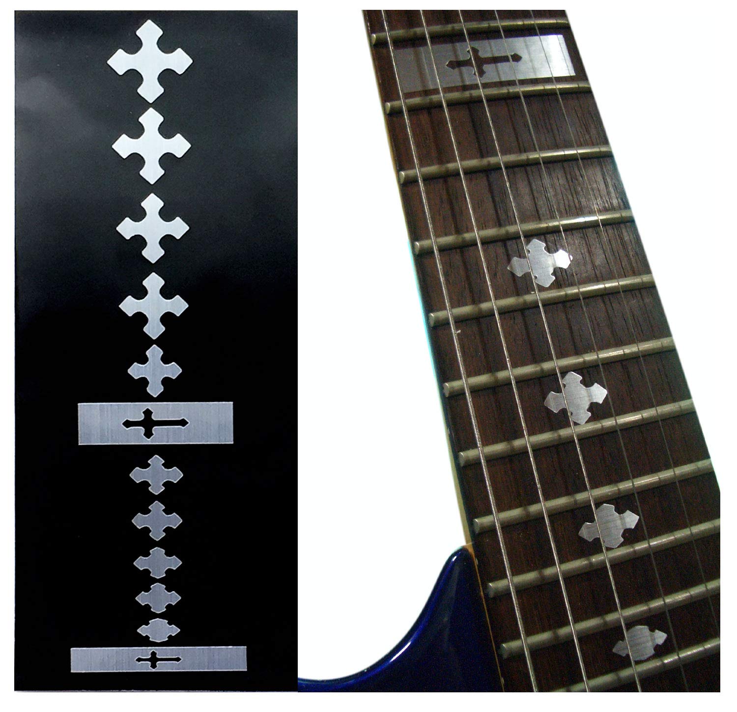 Inlaystickers Fret Markers for Guitars & Bass - Cross - Metallic F-070CR-MT