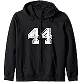Vintage Sport Number 44 Forty-Four Zip Hoodie