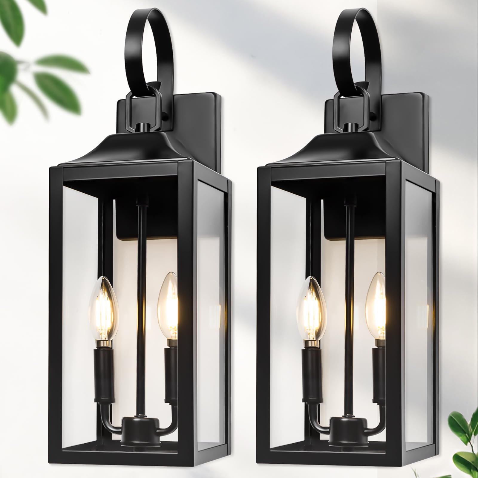Photo 1 of ***DAMAGED - SEE NOTES/PICTURES***
19" Large Outdoor Wall Light - Black Outside Wall Mounted Light Fixture, Exterior Farmhouse Wall Sconce Lantern 2-Light, Modern Porch Lighting Exterior Lamp for House, 2 Pack