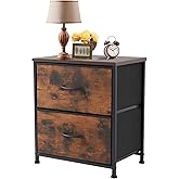 Sweetcrispy Nightstand with 2 Storage Drawers, 20" Height End Tabl Small Bed Side Furniture, Wooden Top Fabric Cabinet Kids Night Stand Mini Dresser for Bedroom, Closet, Entryway, College Dorm, Brown