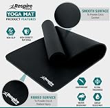 Respire Fitness Yoga Mat 185 x 57 cm Thick Non-Slip Sweat Resistant Black view 2