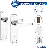 XFORT Lever Lock Flat Polished Chrome Door Handles Pair view 2