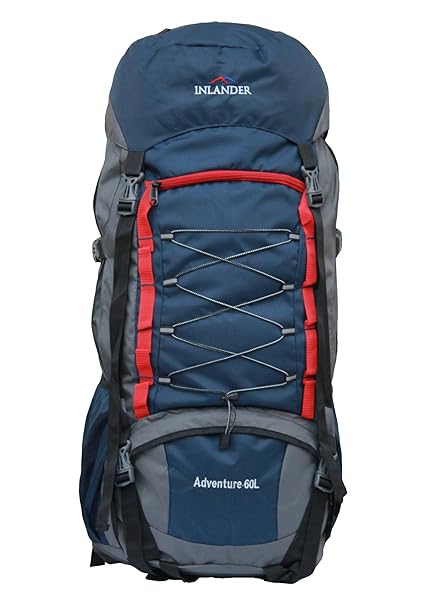 INLANDER 6001 Navy Blue 60L Rucksack Daypack Backpack Bag for Travel Hiking Trekking & Camping for Men & Women