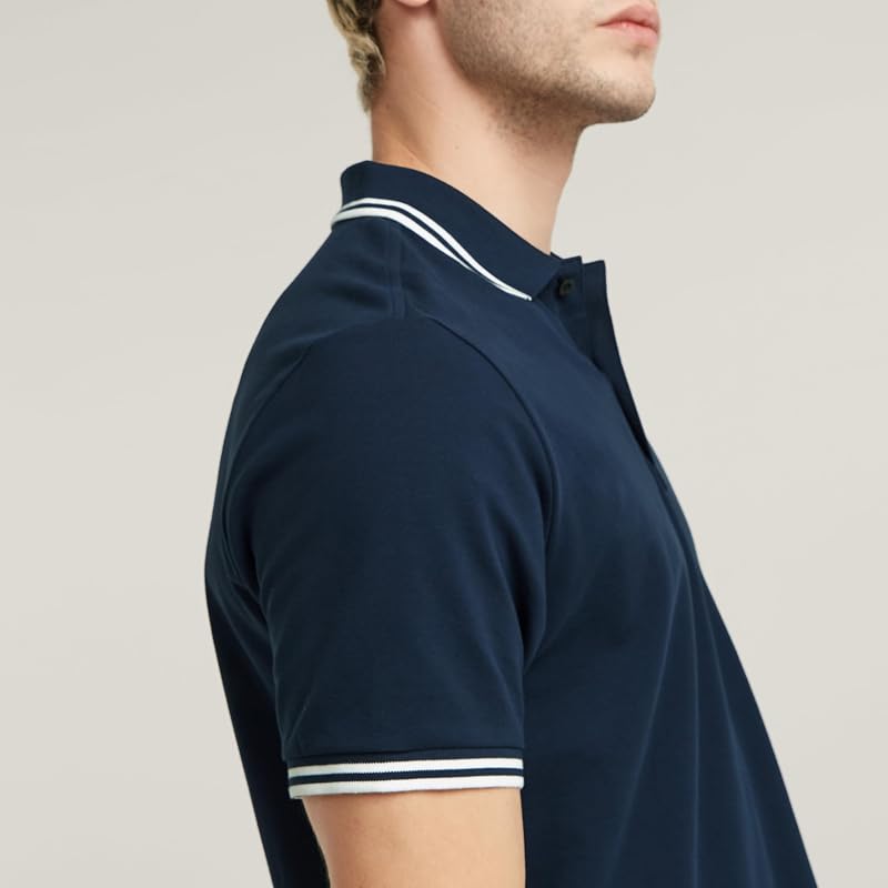Homme Polo Dunda Slim Stripe, Bleu (sartho blue D17127-5864-6067), XS