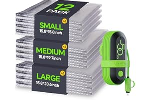 Vacbird Vacuum Bags for Travel with USB Pump, 12 Pack Carry-on Size Compression Packing for Luggage and Suitcase, Space Saver Bags for Clothes and Clothing Travel