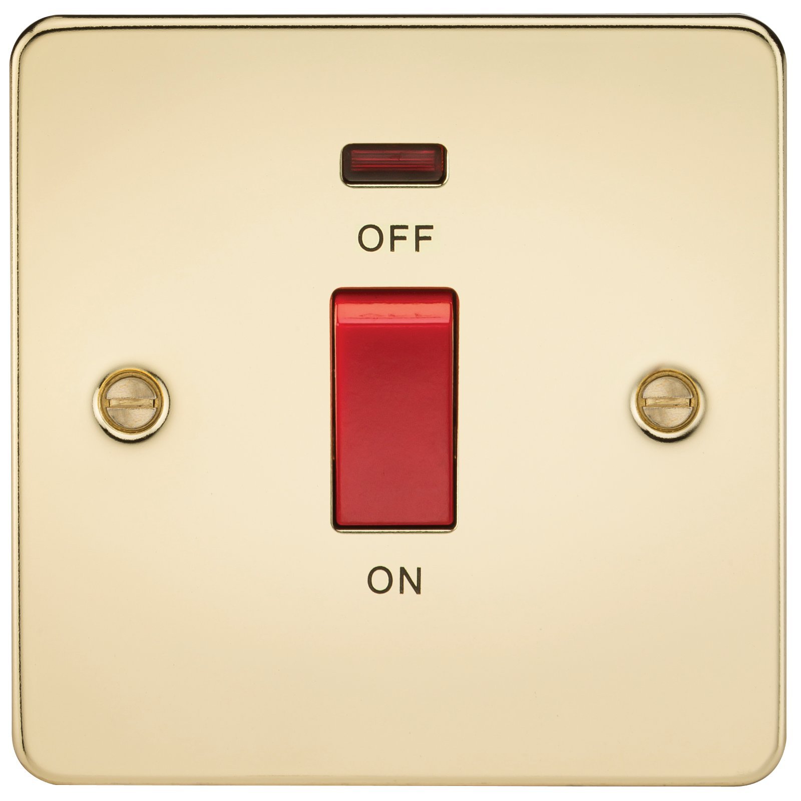 Knightsbridge FPAV8331NPB Flat Plate 45A 1G Dp Switch with Neon-Polished Brass — image 1