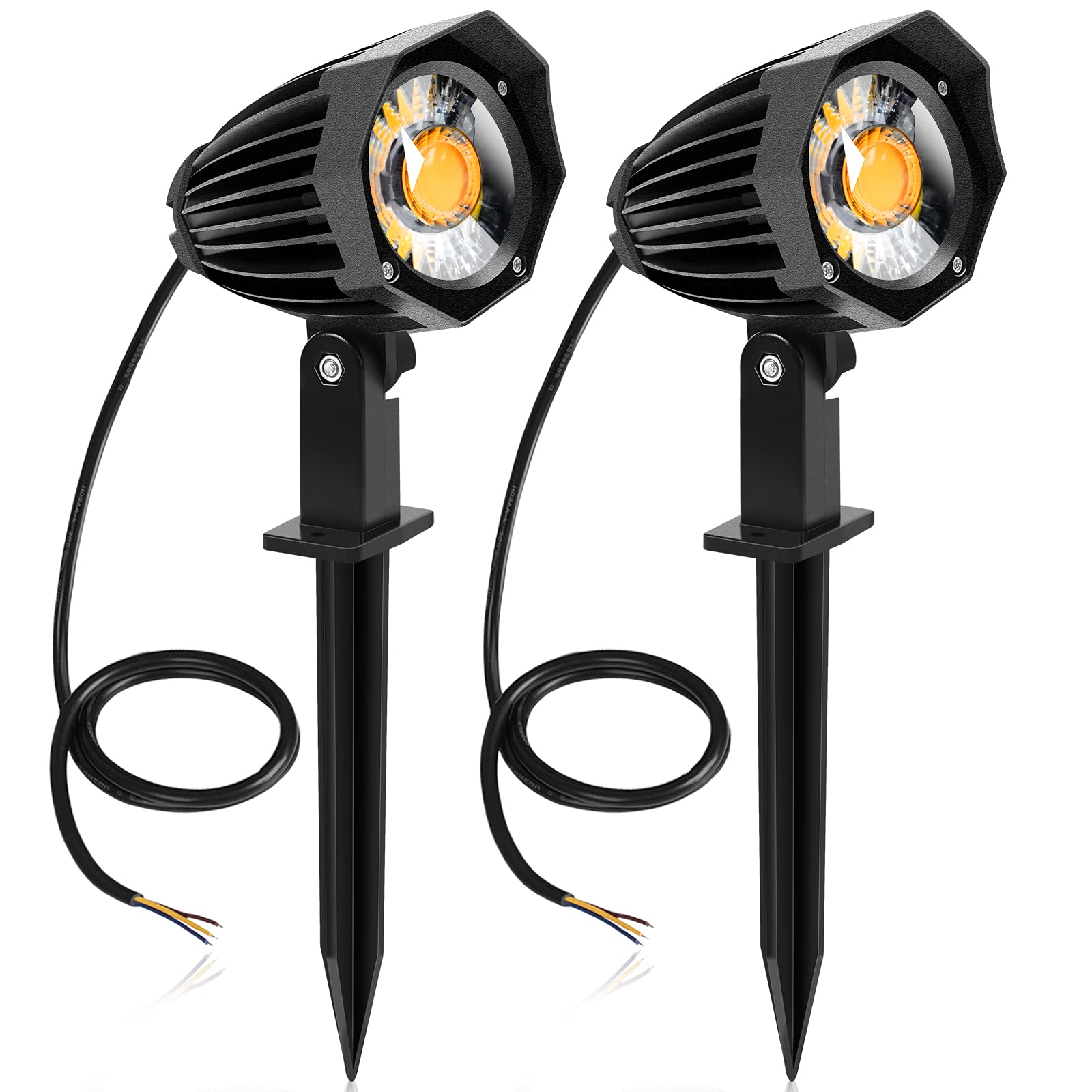 CLY 7W Led Spotlight, 2 LED Landscape Lights 800 Lumen Super Bright IP66 Waterproof Wall Lights Security Lighting for Garden, Lawn, Patio and Yard (2 Pack)