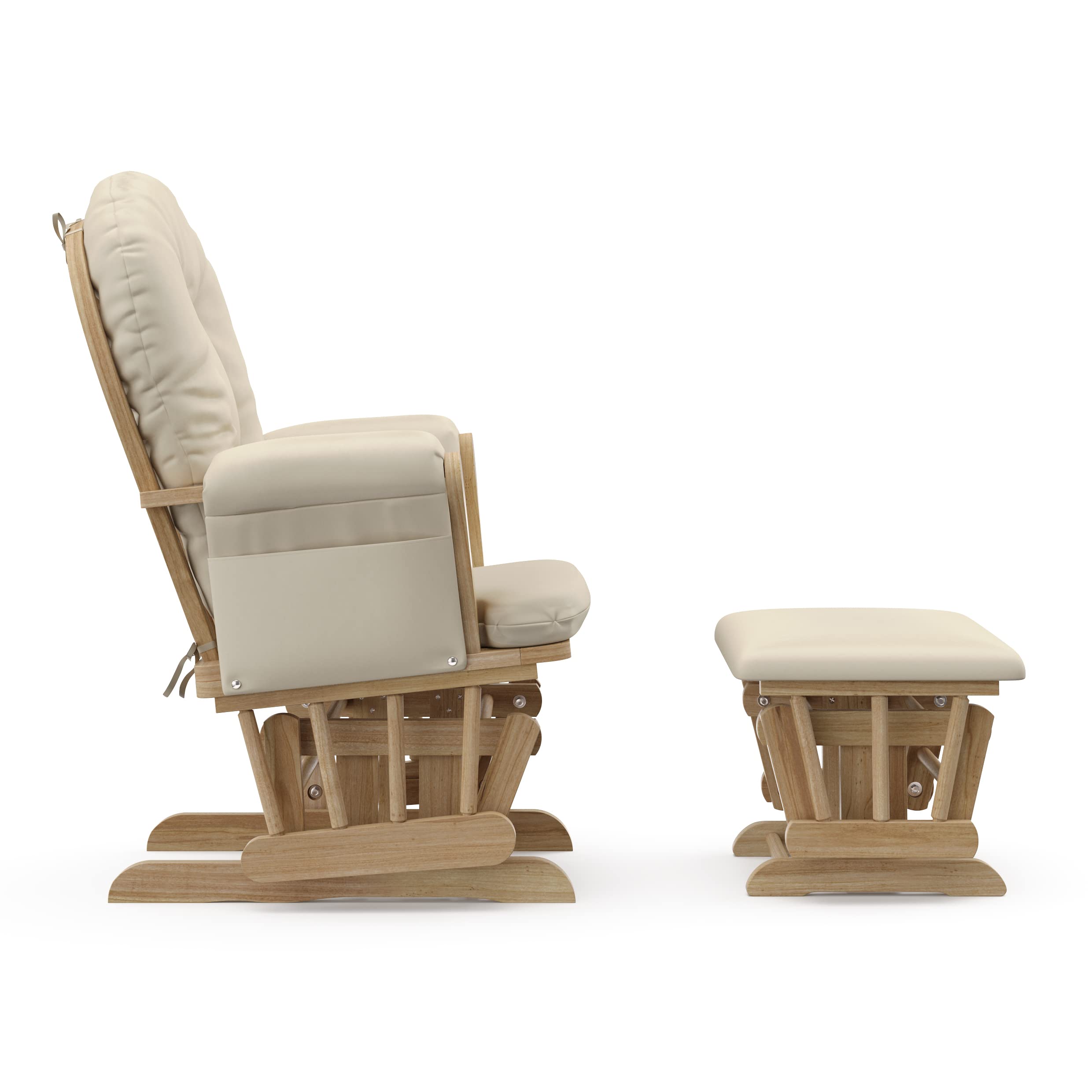 Storkcraft Premium Hoop Glider & Ottoman (Natural/Beige) — GREENGUARD Gold Certified Nursery Glider, Solid Wood Craftsmanship, Smooth-Gliding Nursery Chair and Ottoman, Award-Winning