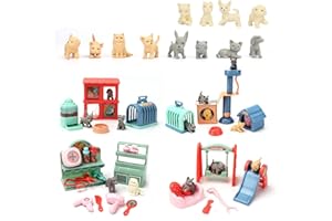 Pretend Play Toy, 42Pcs Premium Creative Play Pretend Toys Dog and Cat Pet Grooming Bathing Playing Feeding House Building Li