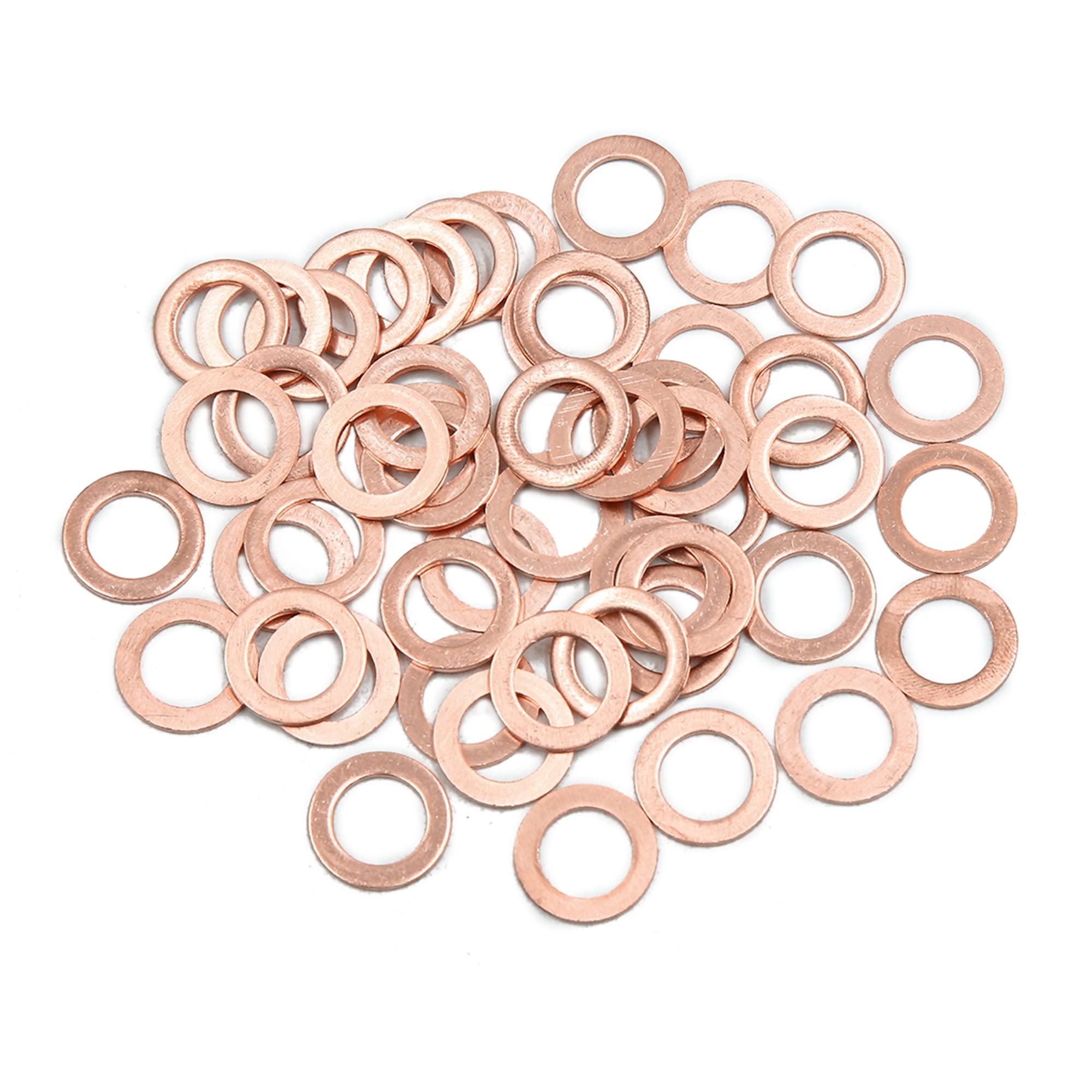 X AUTOHAUX 50pcs M10 x 15mm x 1mm Copper Washers Flat Sealing Rings for Screw