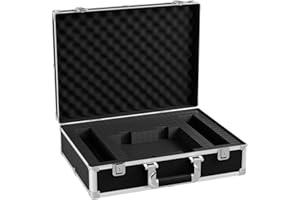 giitooa 17 Inch Hard Shell Carrying Case, Aluminum Alloy Sturdy Build, Customizable Pre-Diced Foam, Suitable for Wireless Mic System Storage & Camera Gear Transportation, Black