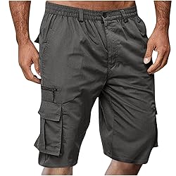 Cargo Shorts for Men Stretch Waist Knee Length Mens