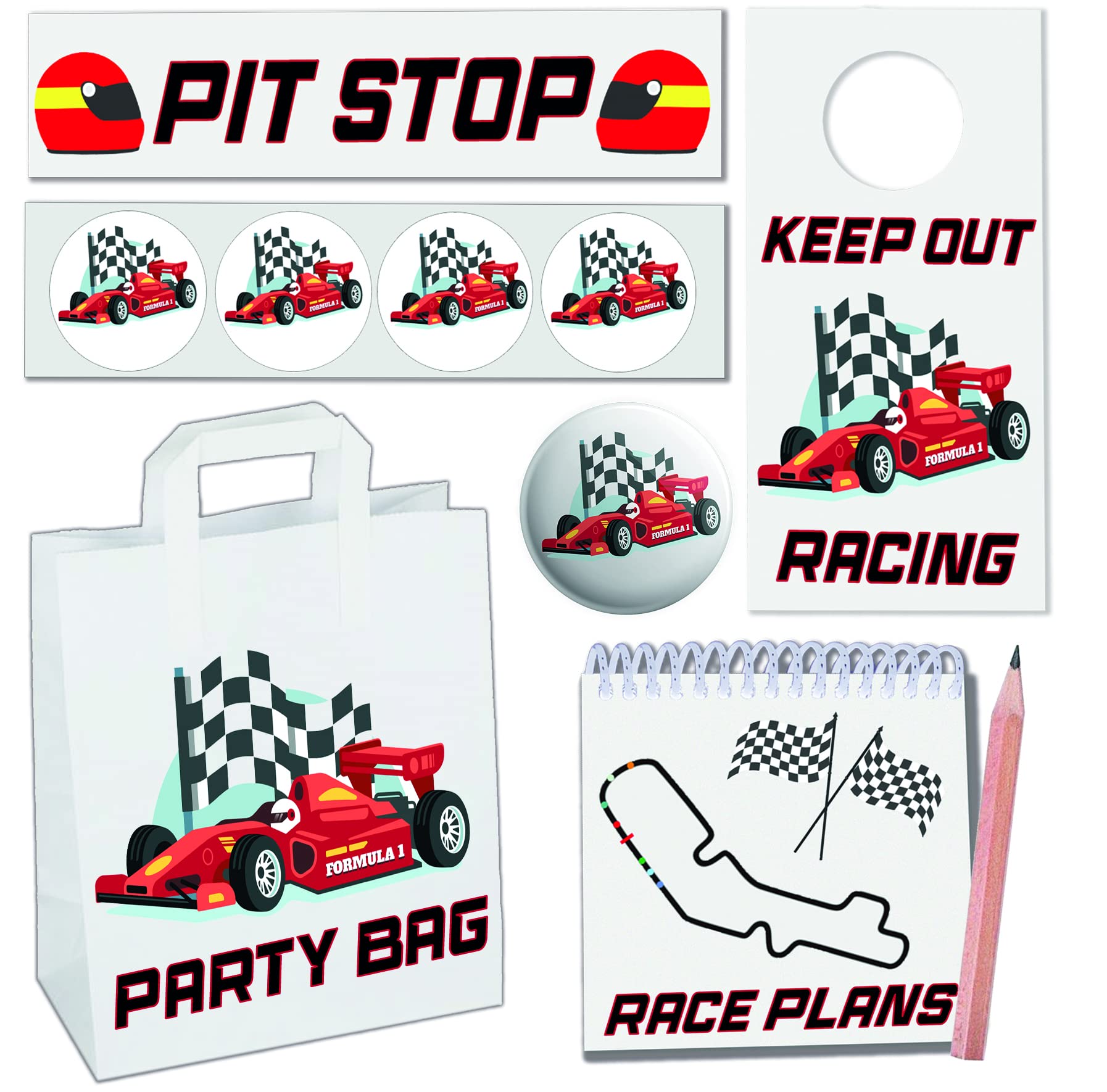 AK Giftshop Racing Race Car Party Bags with Fillers (12 Sets)