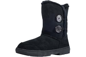 CLPP'LI Womens Twin Button Fully Fur Lined Waterproof Winter Snow Boots