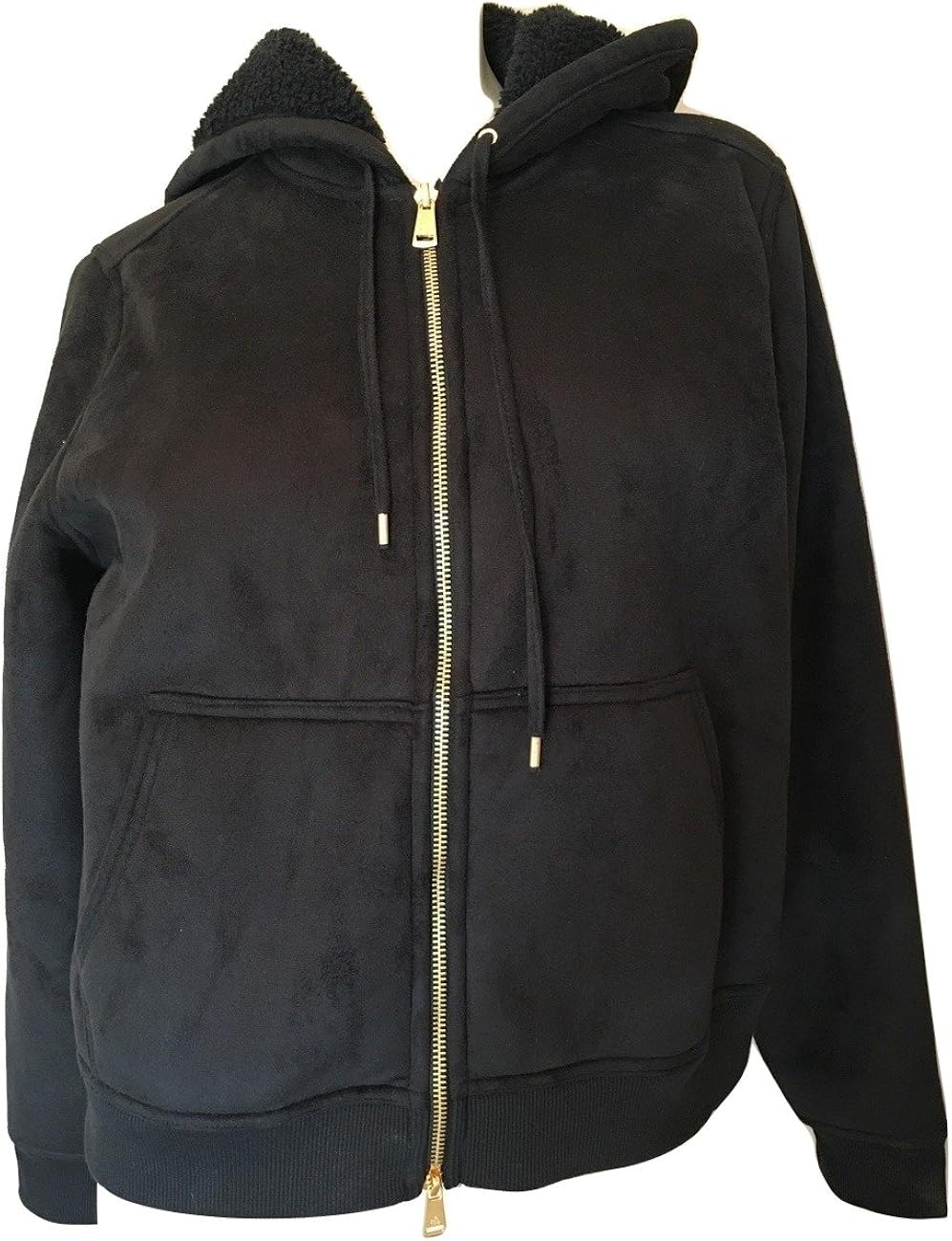 black shearling hoodie