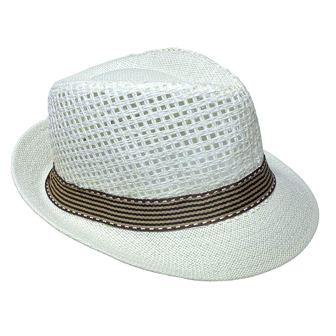 JK Home Panama Fedora Straw Hat Outdoor Sports Gangster Trilby Jazz Manhattan Cosplay Travel Holiday Cap White