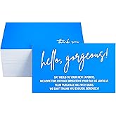 RXBC2011 Hello Gorgeous Card Thank You cards support small business 2x3.5 Inches Pack of 100 Sky Blue