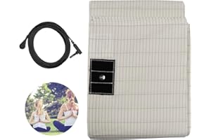 KABOUQI Grounding Sheet Kit White with 15 ft. Grounding Cord, Conductive Silver Fiber Organic Grounding Sheet for Better Sleep Soft Comfort Sheet (52x27 inch)