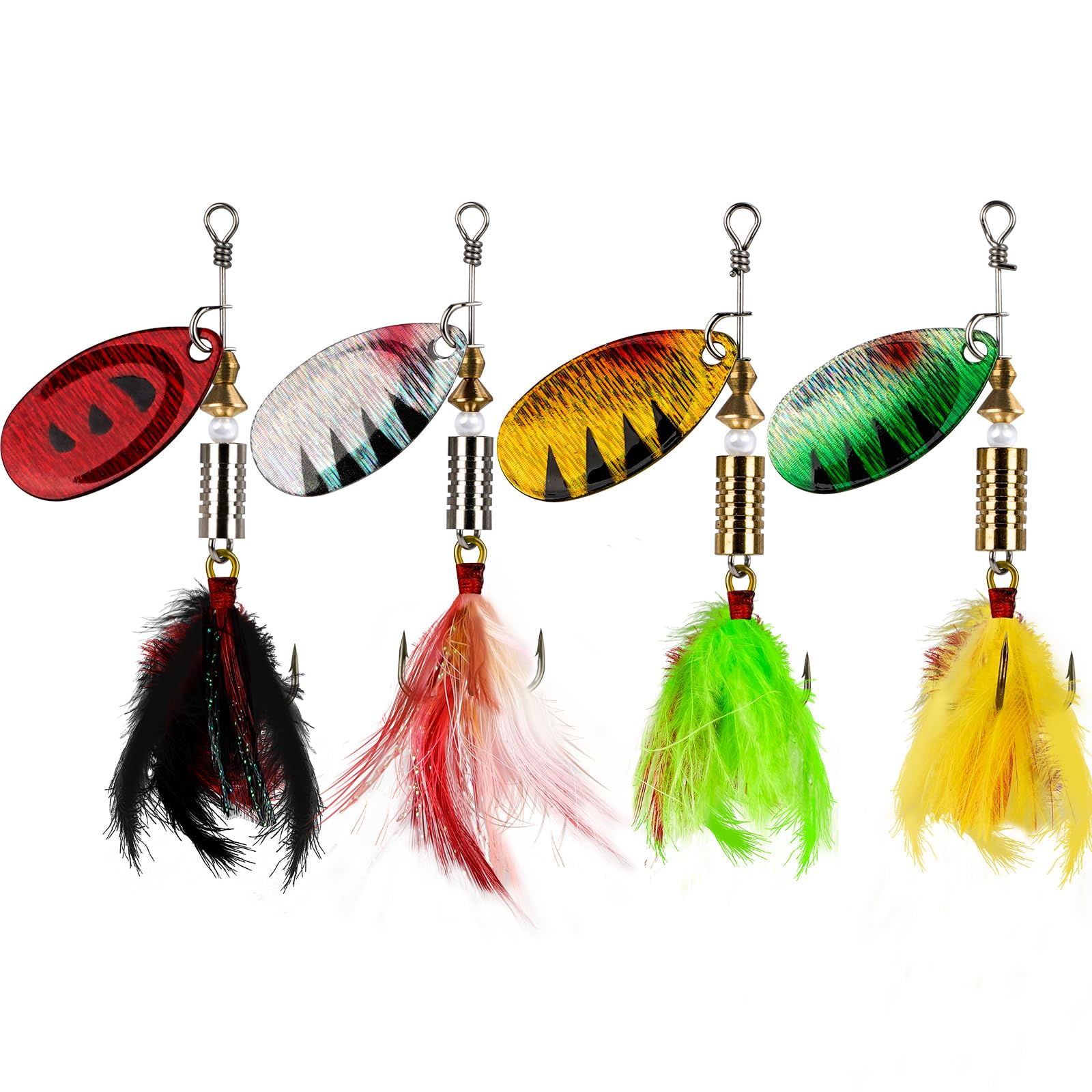 THKFISH Spinner Baits Fishing Spinners Spinnerbait Trout Lures Fishing Lures for Bass Trout Crappie B-1/7oz 8pcs