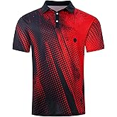 Seadodo Golf Shirts for Men Short Sleeve Dry Fit Moisture Wicking Performance Print Polo Shirt for Tennis Hiking Camping