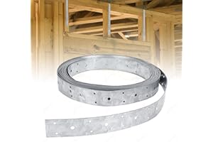 CHENTEEL 32ft Perforated Strap Tie Strap Brace,1 3/8" Width Tie Down Engineering,Galvanized Steel Coil Strapping,Commercial Strapping,Utility Strap for Wall Studs,Shear Wall X-Bracing,Bottom of Floor Joists