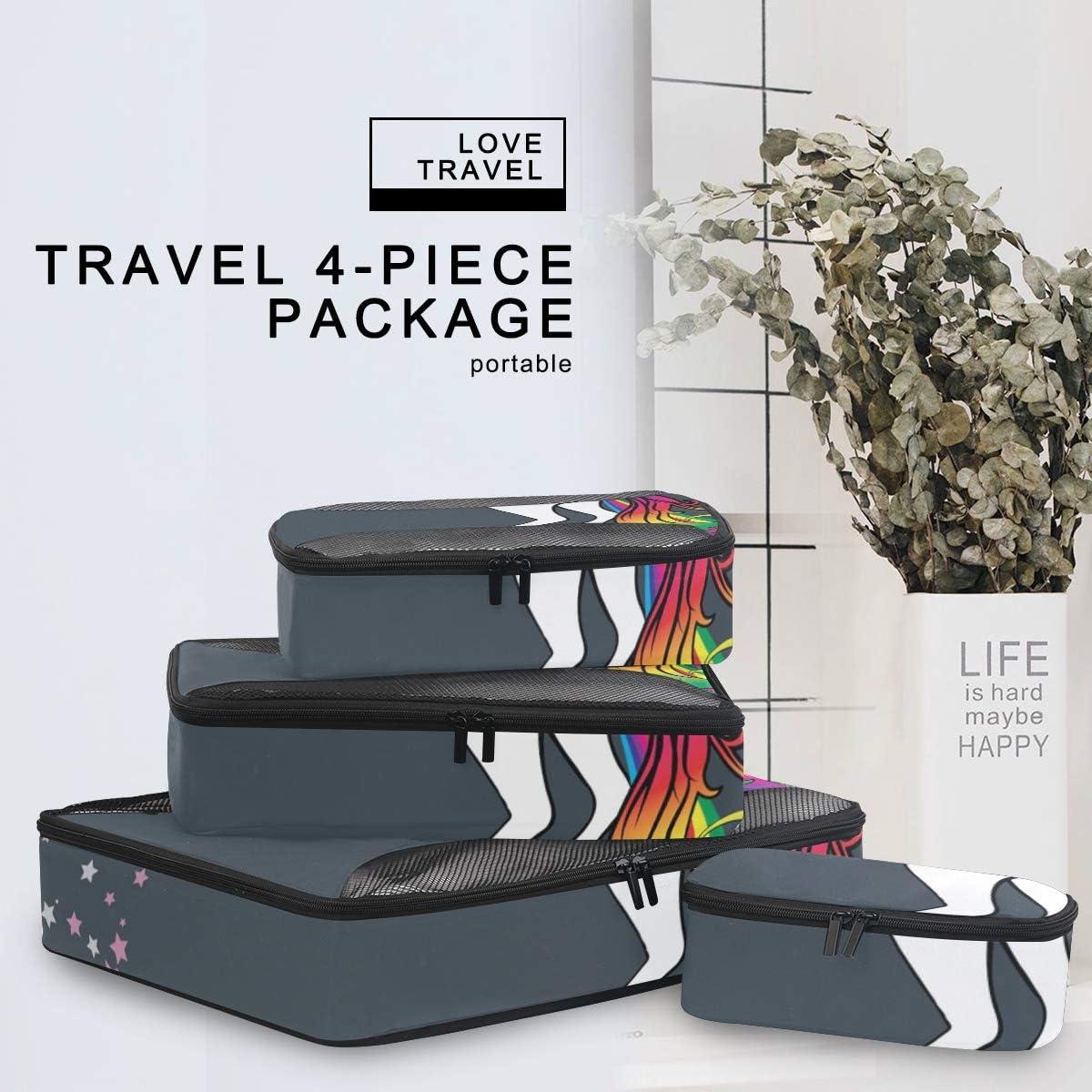 4 Set Packing Cubes Travel Luggage 