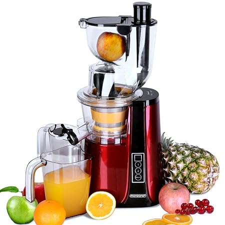 Monzana Entsafter Slow Juicer Edelstahl Saftpresse Obstpresse • 60U/min • 500W • angenehm leise • XXL-Einfüllöffnung • Vor-un