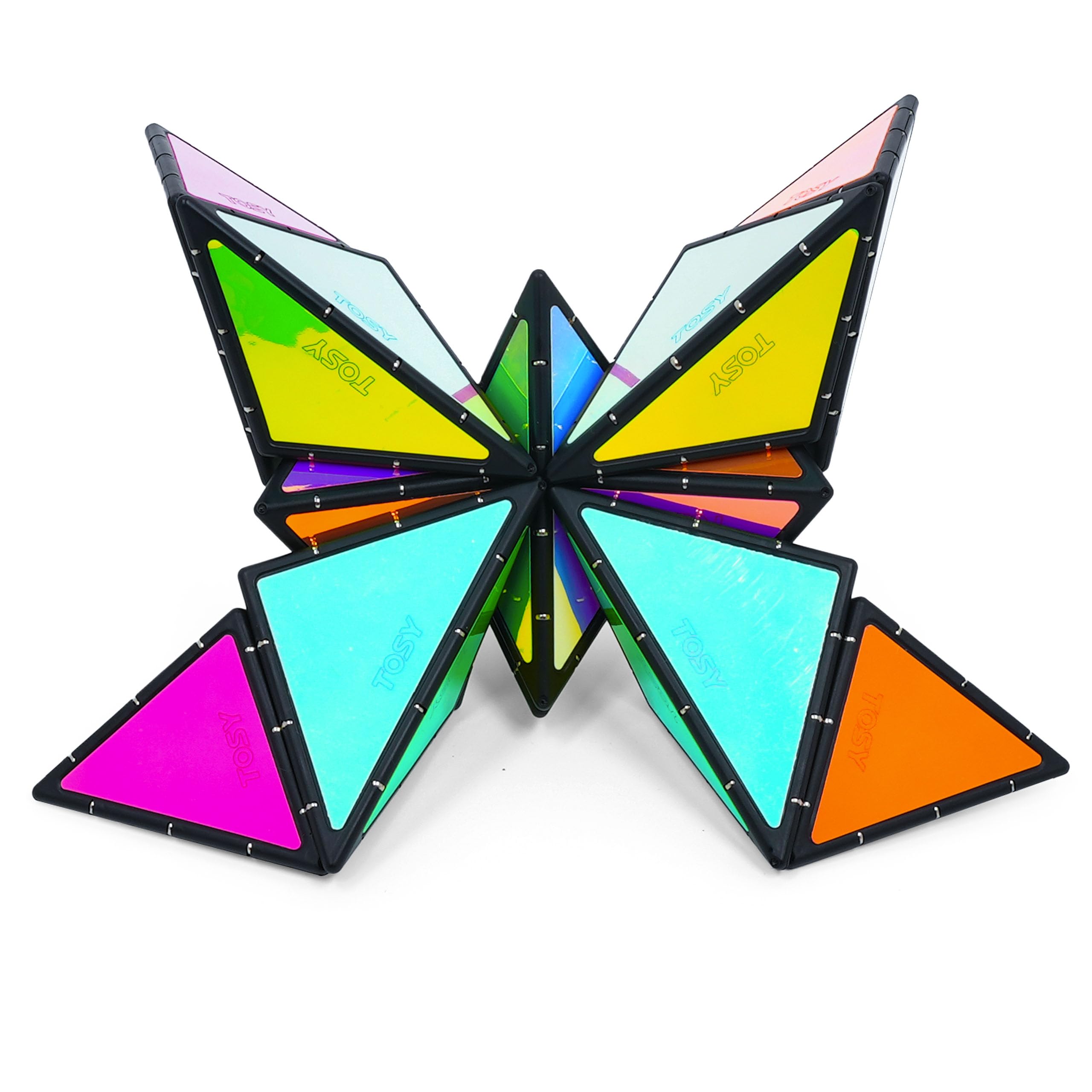 TOSY Magnet Pyramid Glow – 1 Würfel verwandelt Sich in 1 Milliarde Formen, 12 Teile, 243 Magnete, Leuchtend, Kinder, holografisches Design, kreatives STEM/STEAM-Puzzle