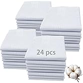 ARKBAODAN 24 PCS 16'' x 16''Handkerchiefs for men 100% Soft Cotton White Hankie handkerchief bulk father's day gifts (24pcs 16'' x 16'')