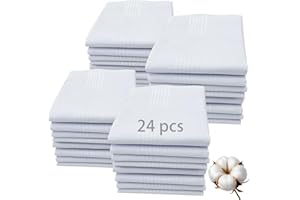 ARKBAODAN 24 pcs handkerchiefs for men 100% Soft Cotton White Hankie handkerchief bulk, White, 16'' x 16''