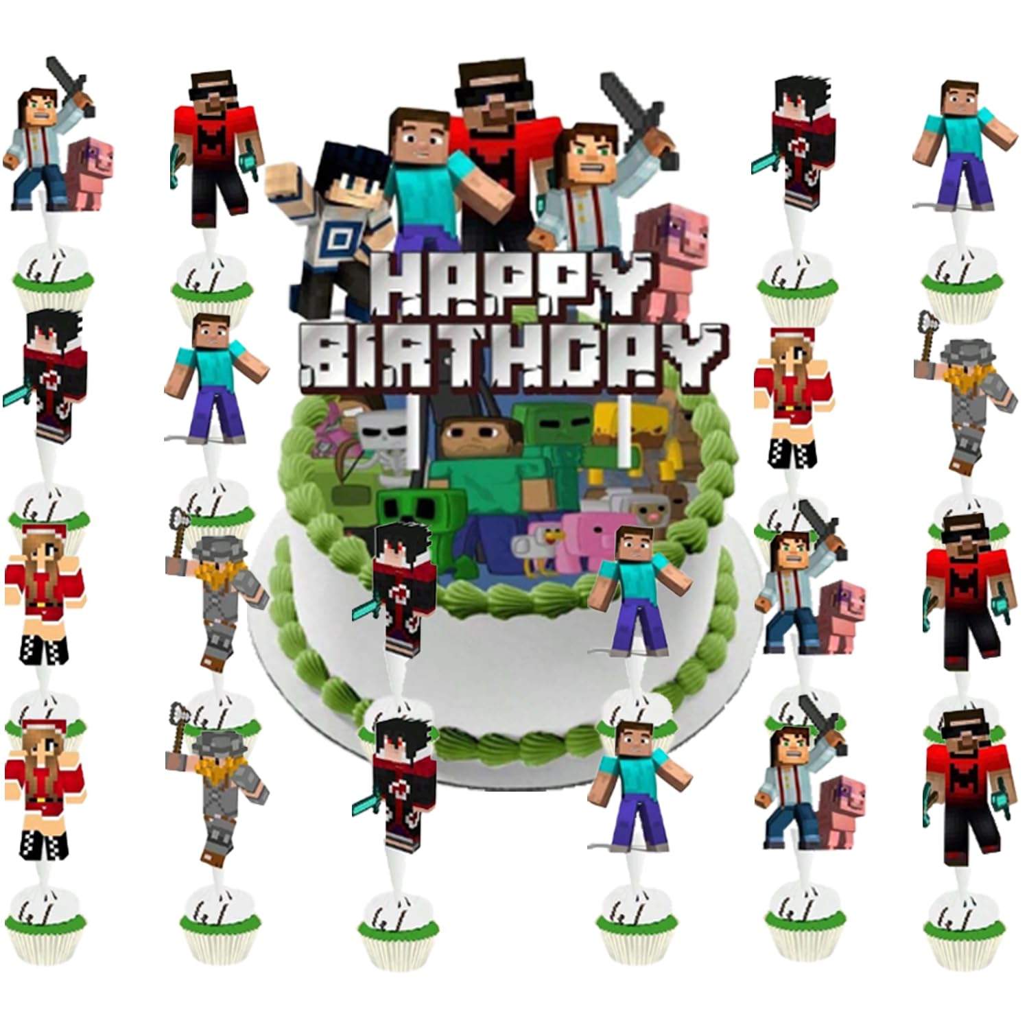 Photo 1 of 25 pcs the game Cake decoration 24pcs Cupcake Toppers cake decoration