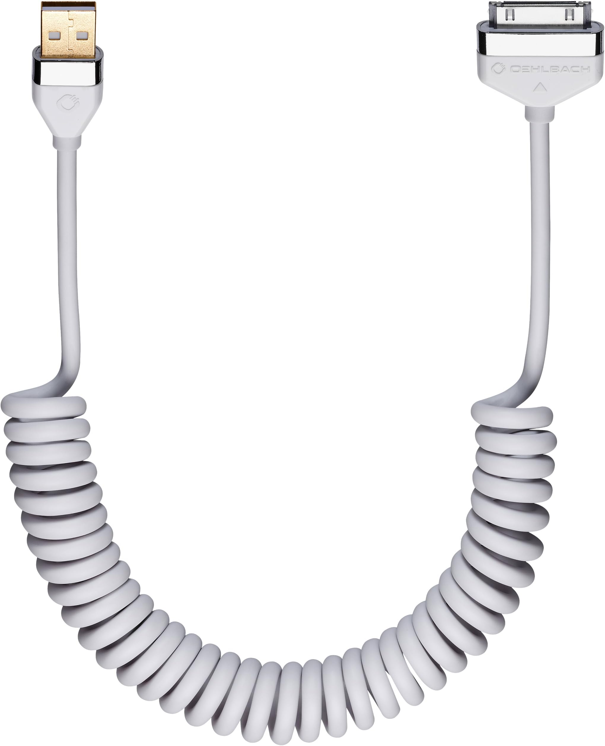 Oehlbach i-Connect IP/U-S Spiral Connection Cable Apple Connection to USB-A 2.00 m White