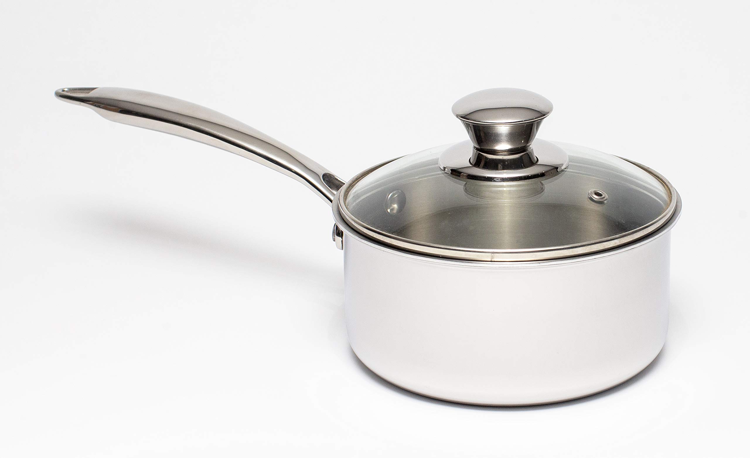 Zinel 5008 Tri-Ply Saucepan with Glass Lid, 2L-18cm, Stainless Steel, Silver