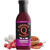 Kosmos Q Raspberry Chipotle BBQ Sauce, Sweet & Spicy BBQ Sauce with Real Raspberries & Chipotle Peppers, Bold Barbecue Sauce for Pork, Chicken, Brisket & More, Natural Ingredients, 16.5 Oz Bottle