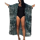 Chunoy Women Loose Long Flowy Open Front Kimono Cardigan Beach Wear Cover Up