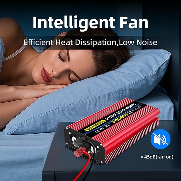 SUNWHEEL 2000W PURE SINE WAVE INVERTER, 12V DC TO 110V/120V AC POWER INVERTER FOR RV、MICROWAVE、OFF GRID、TRUCK、REFRIGERATOR、AIR CONDITIONER WITH 2 AC OUTLETS AND LCD DISPLAY