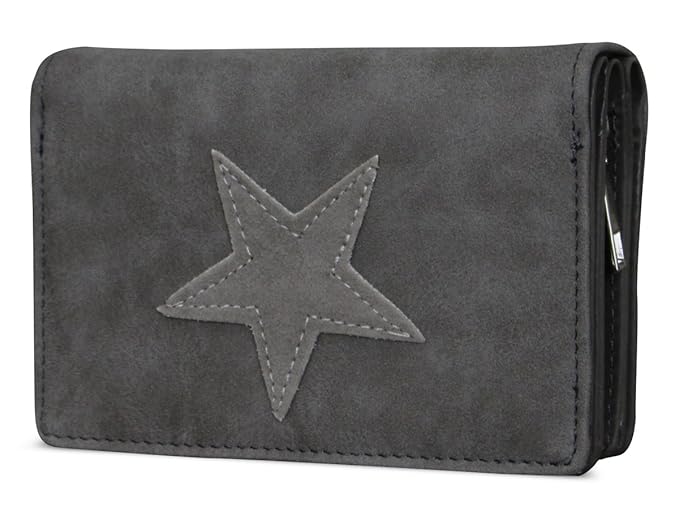 Damen Luxus Stern Geldbörse Geldbeutel Brieftasche Portemonnaie Damenbörse Börse Betongrau