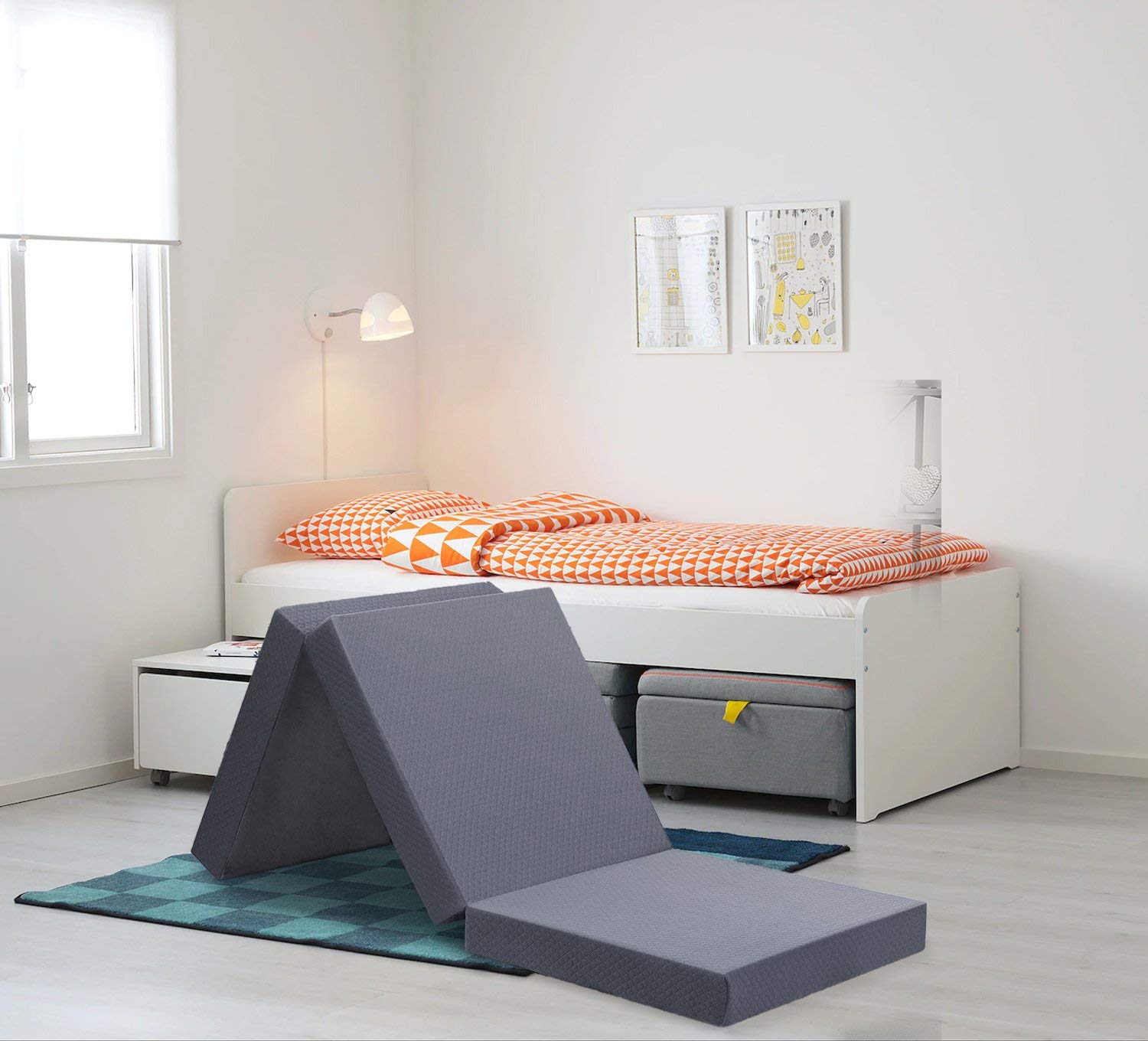 Comforto 3 Fold Foam Mattress - Single Size (72 x 36 x 4 Inches, Grey)